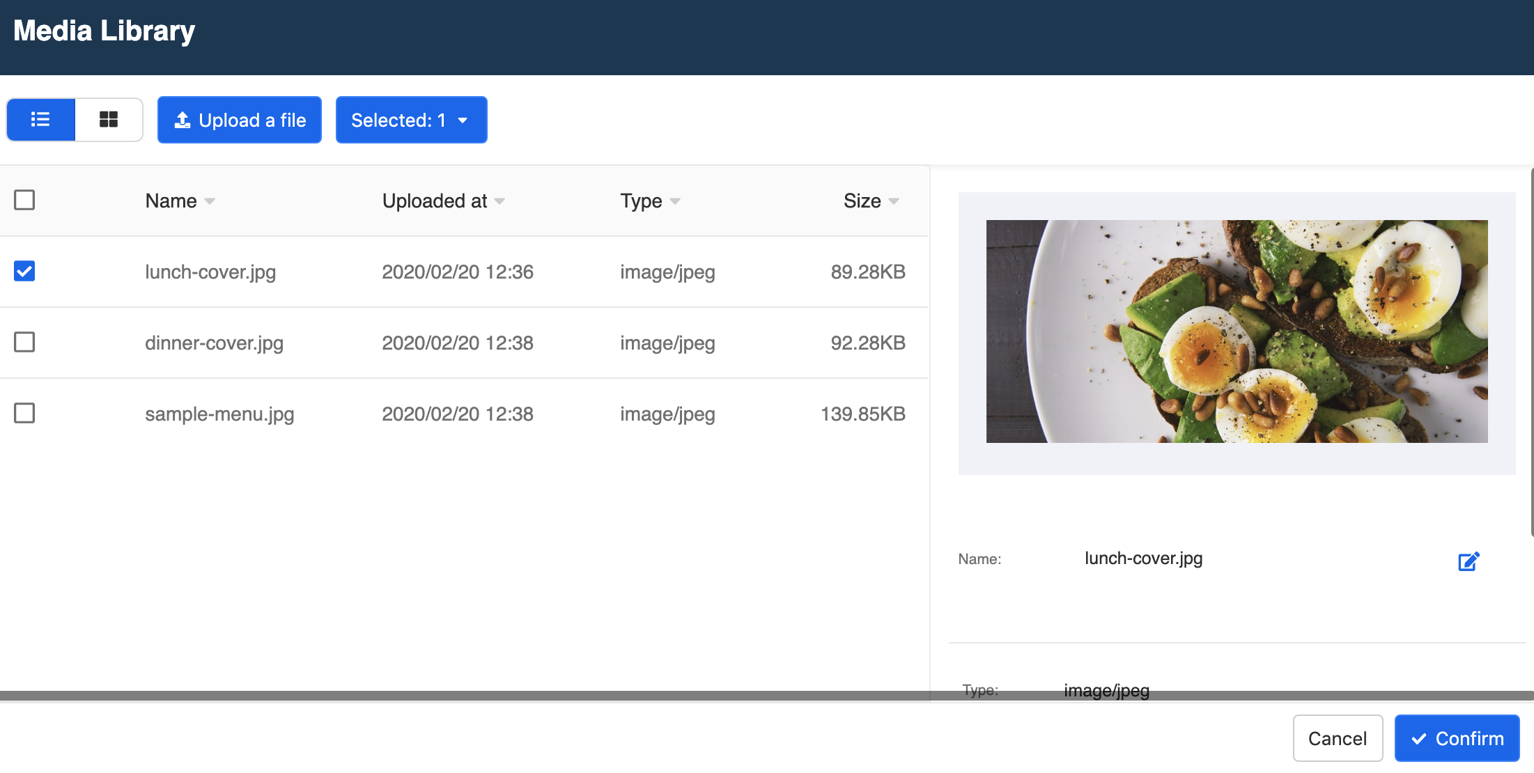 Selected media files